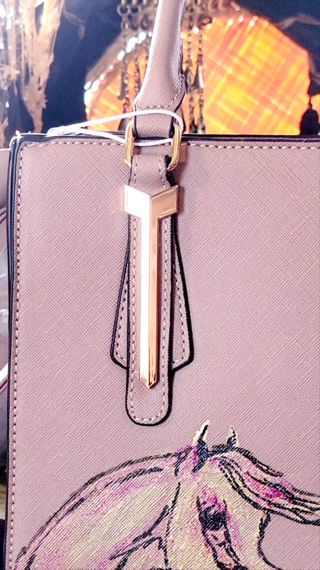 Dusty Pink Arabian Horse hand painted hand bag