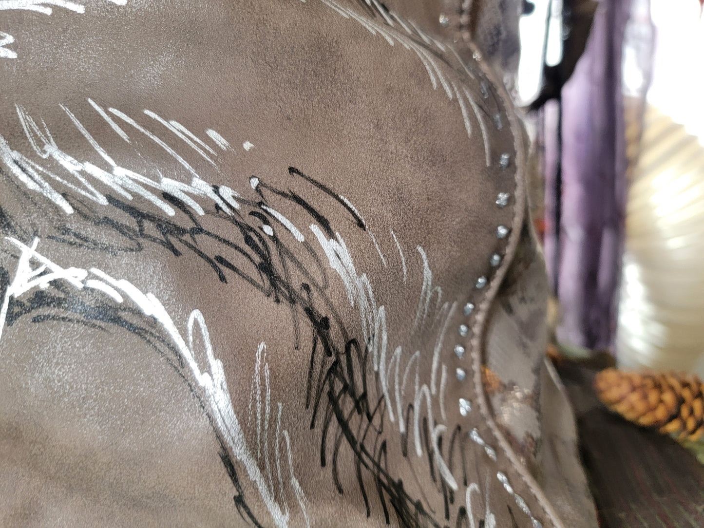 Arabian Horse psuede leather bag fuax snake skin