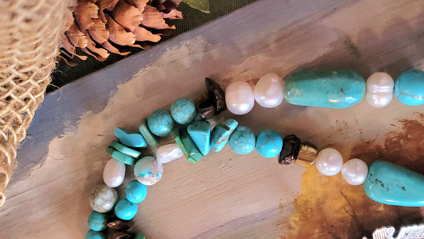 Turquoise hand painted Arabian necklace