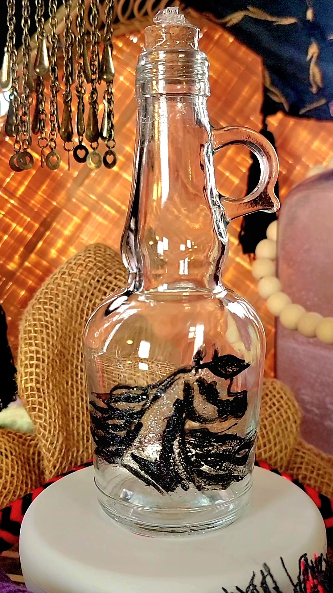 Arabian Horse Hand painted Oil or Syrup bottle