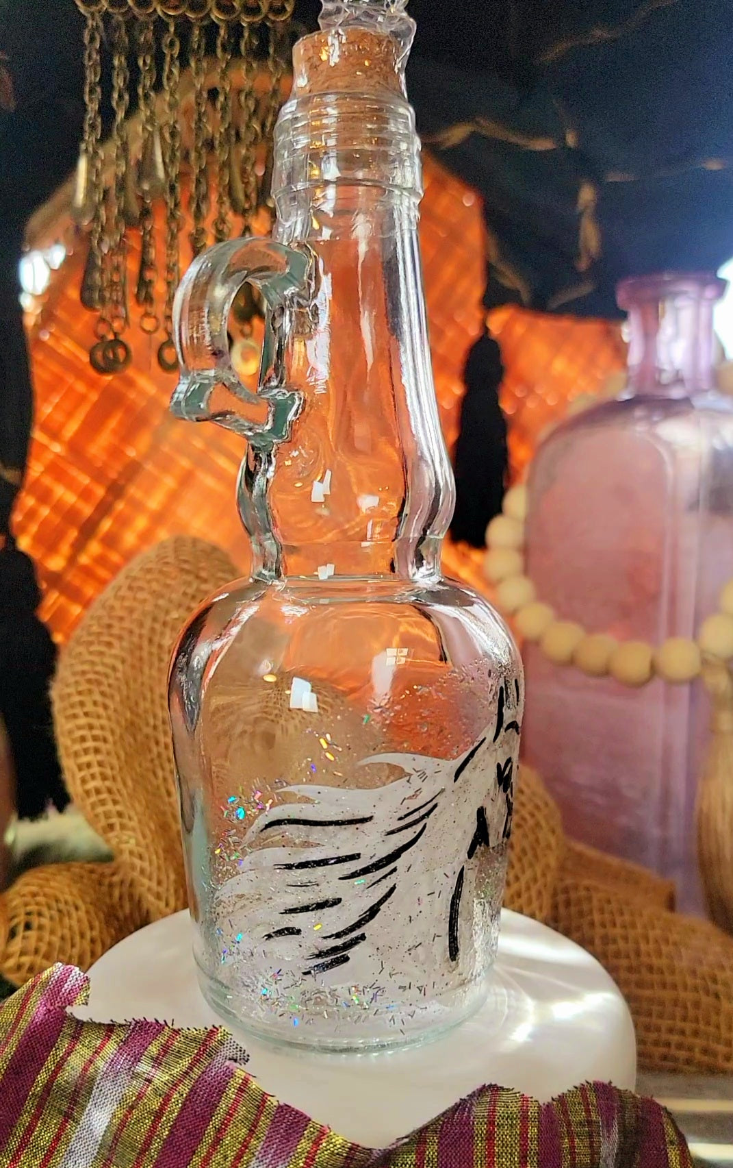 Arabian Horse Hand painted Oil or Syrup bottle