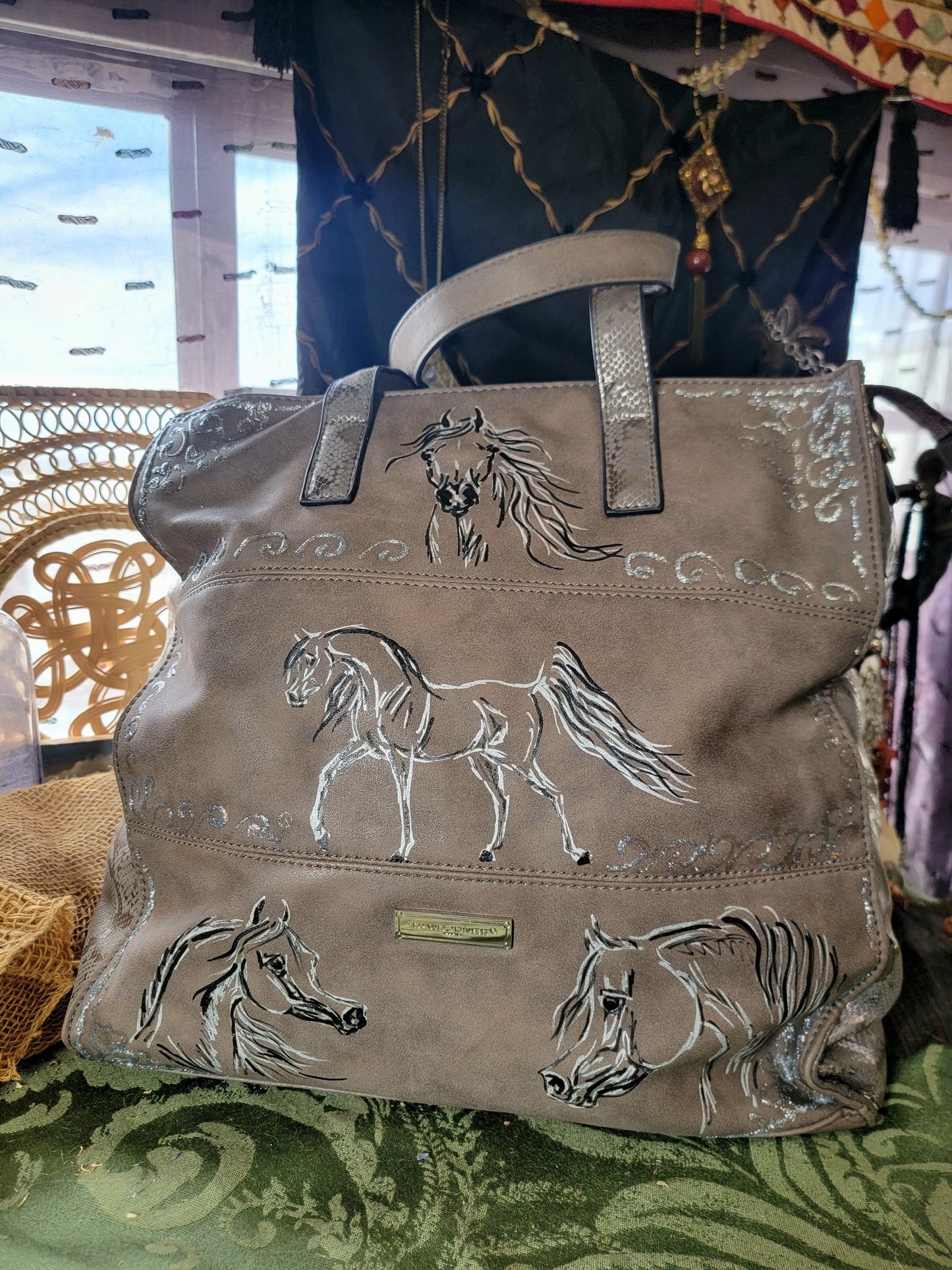 Arabian Horse psuede leather bag fuax snake skin