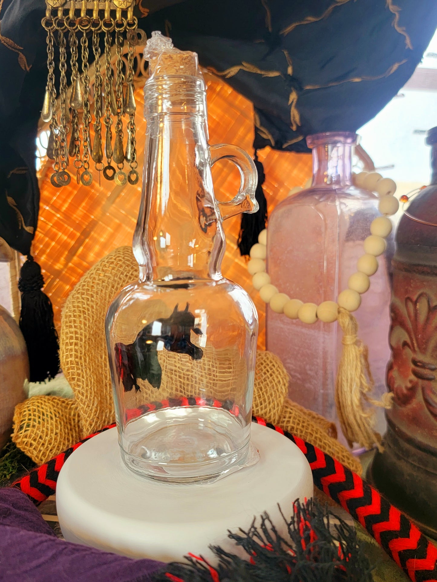 Arabian Horse Hand painted Oil or Syrup bottle