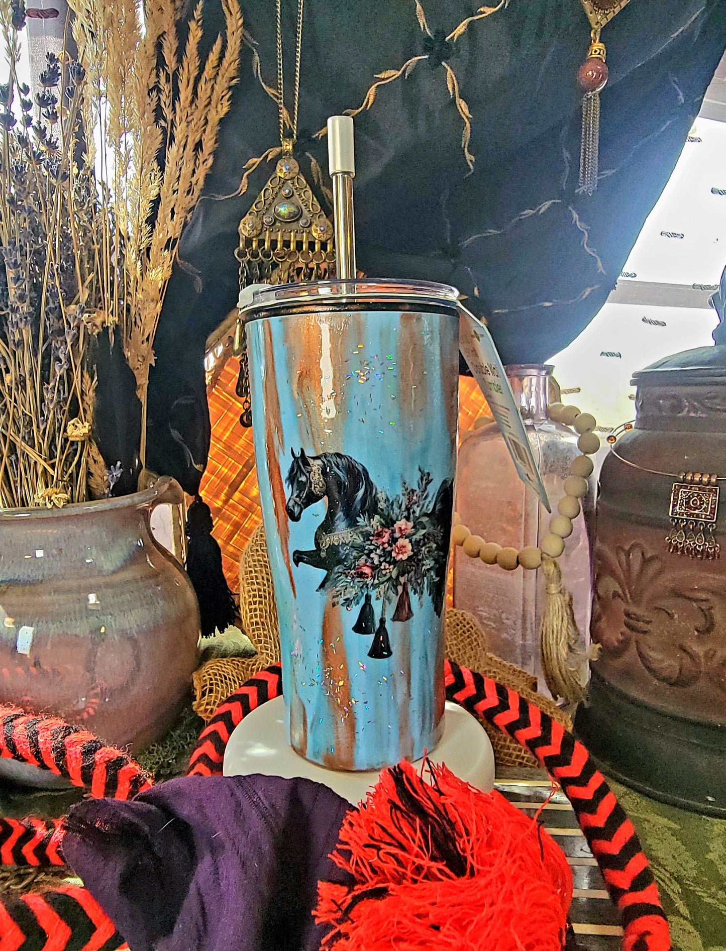 Black Arabian Horse custom 20 Oz Tumbler