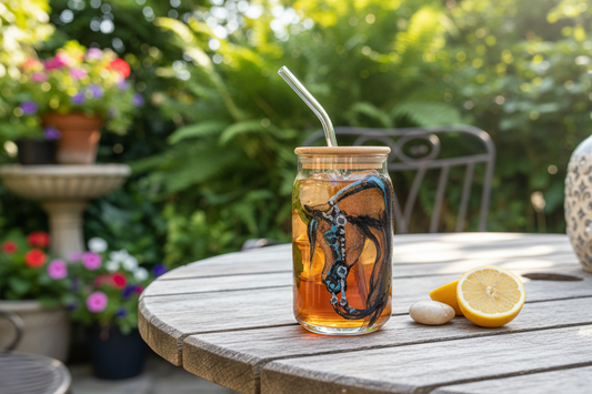 Arabian Horse Western Pleasure Hand Painted Glitter  Glass Jar Tumbler