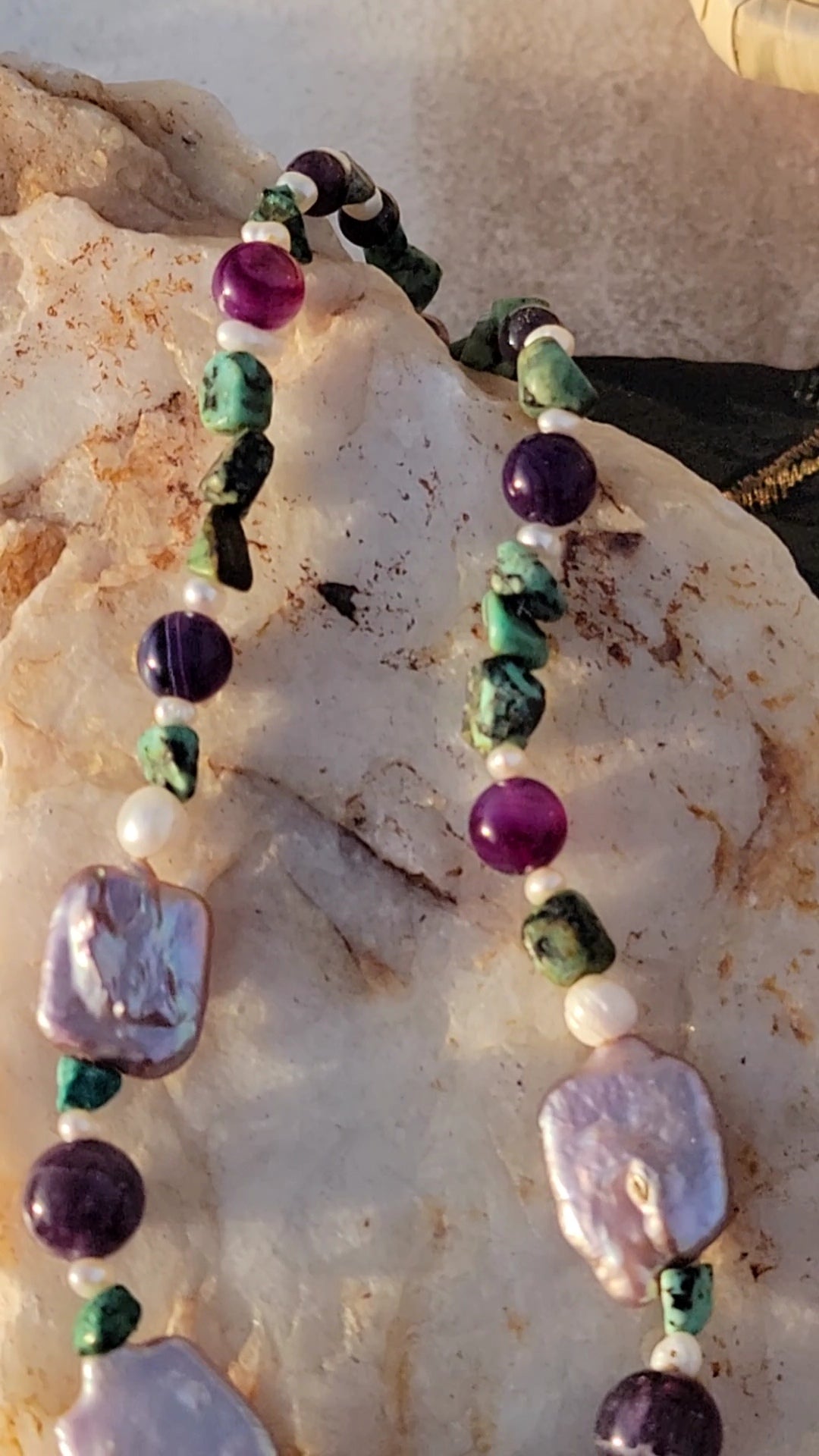 Arabian Horse Circle Adjustable Necklace Amethyst and Turquoise gemstone and sterling silver