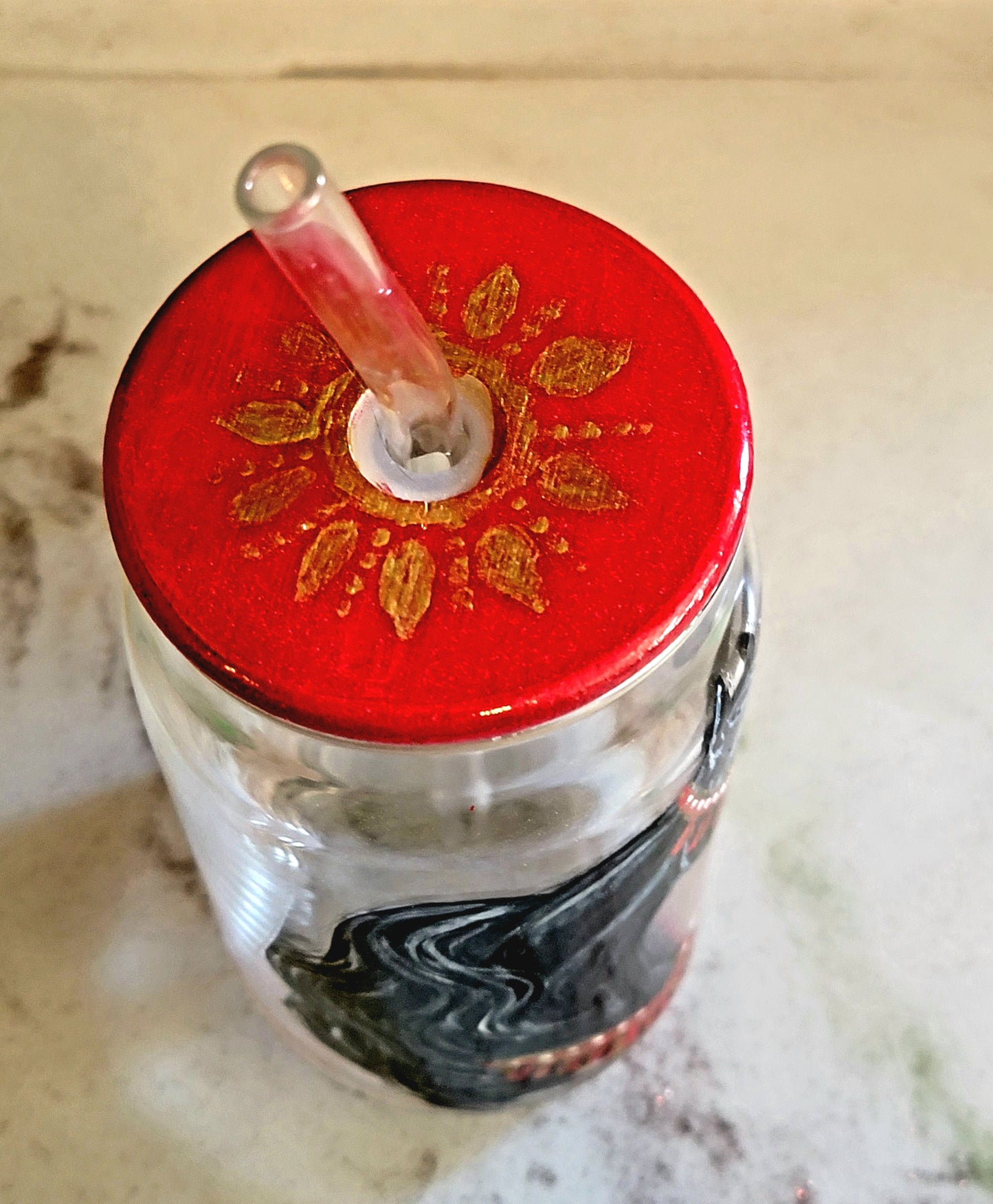 Pair of Hand Painted Arabian Horse glass Mason Jar Tumblers