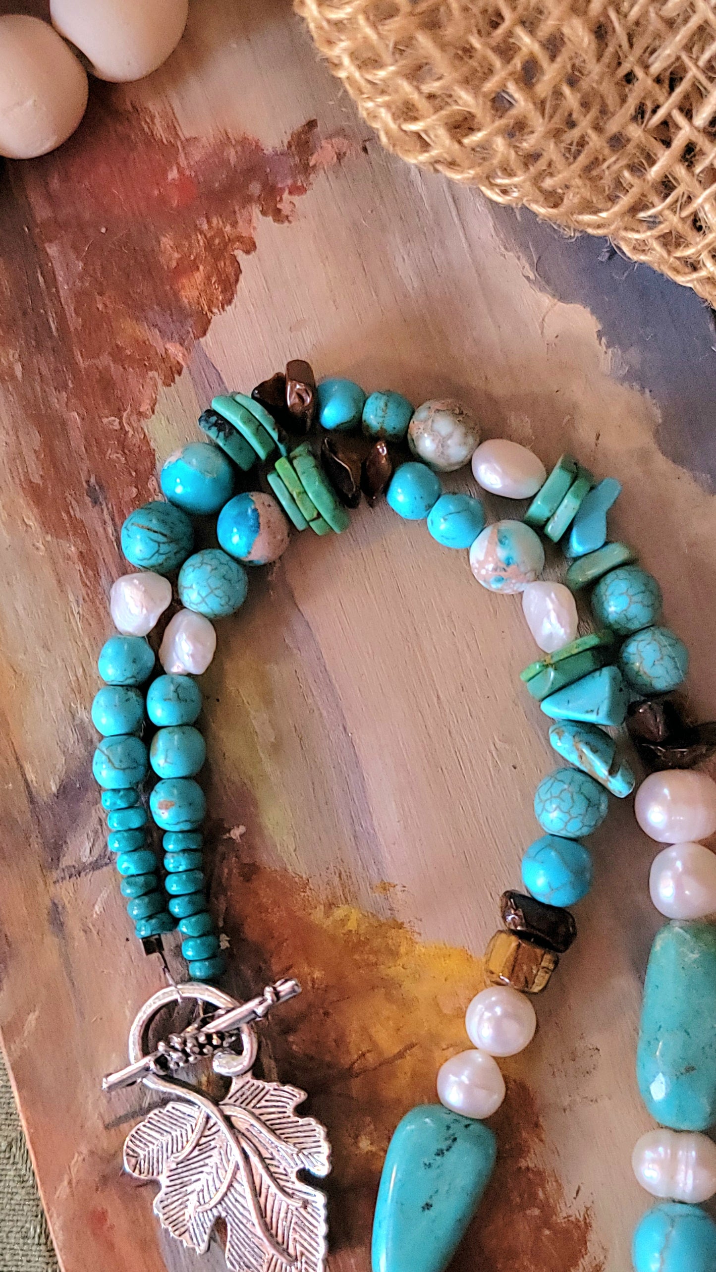 Turquoise hand painted Arabian necklace