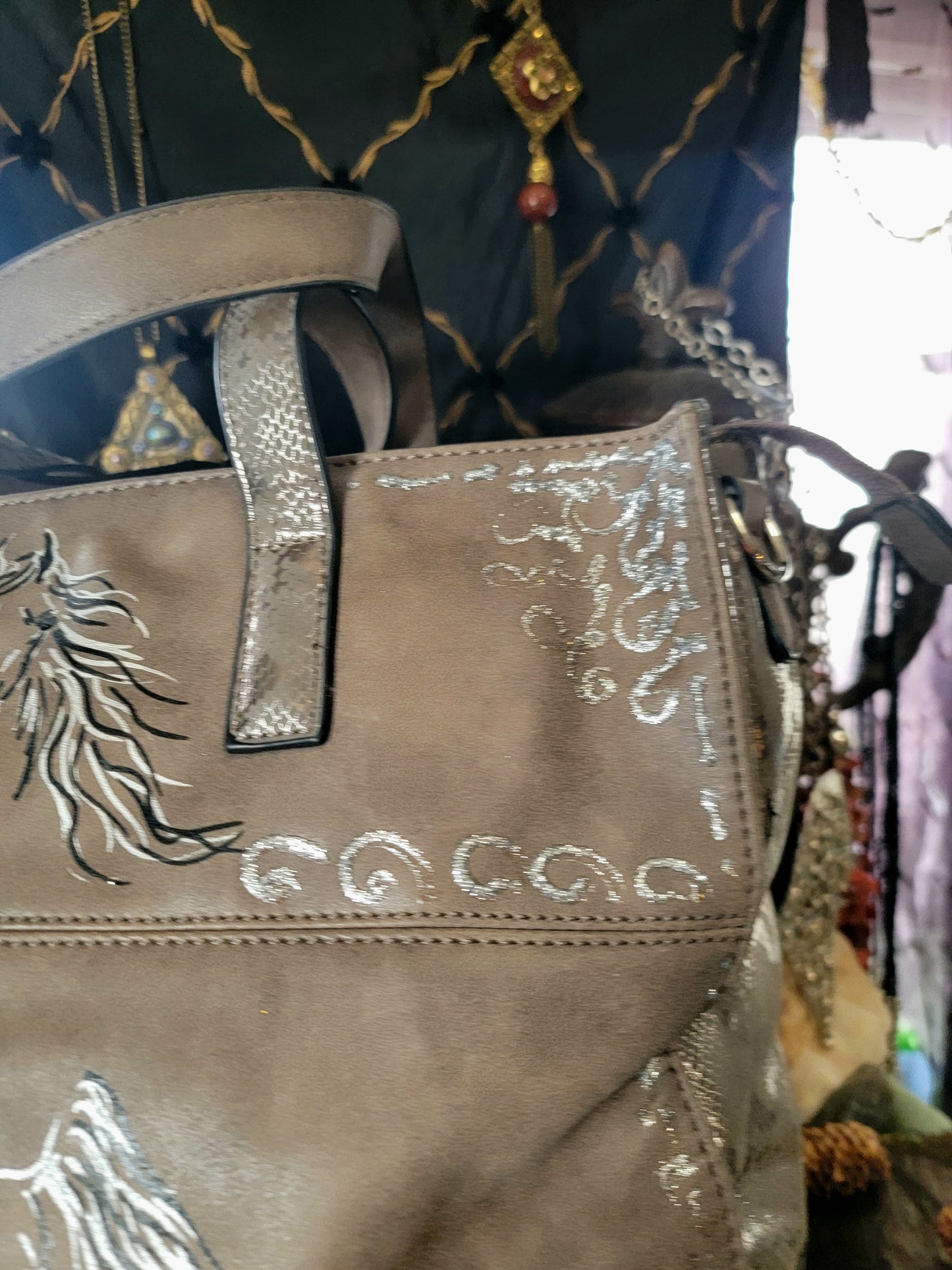 Arabian Horse psuede leather bag fuax snake skin