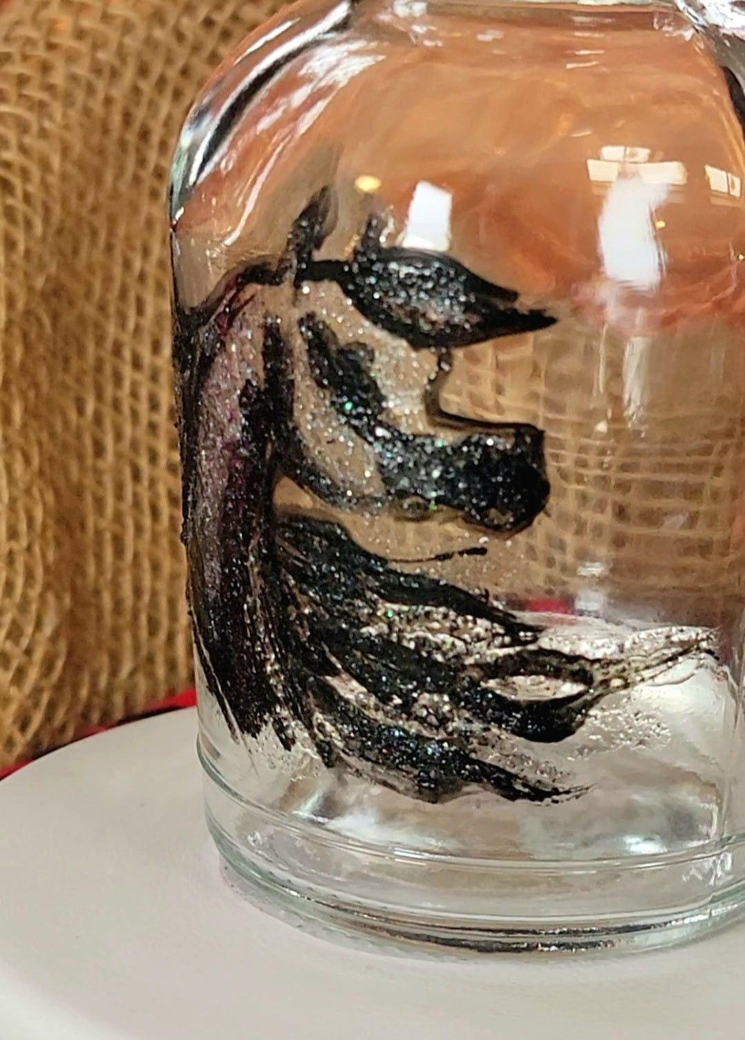 Arabian Horse Hand painted Oil or Syrup bottle