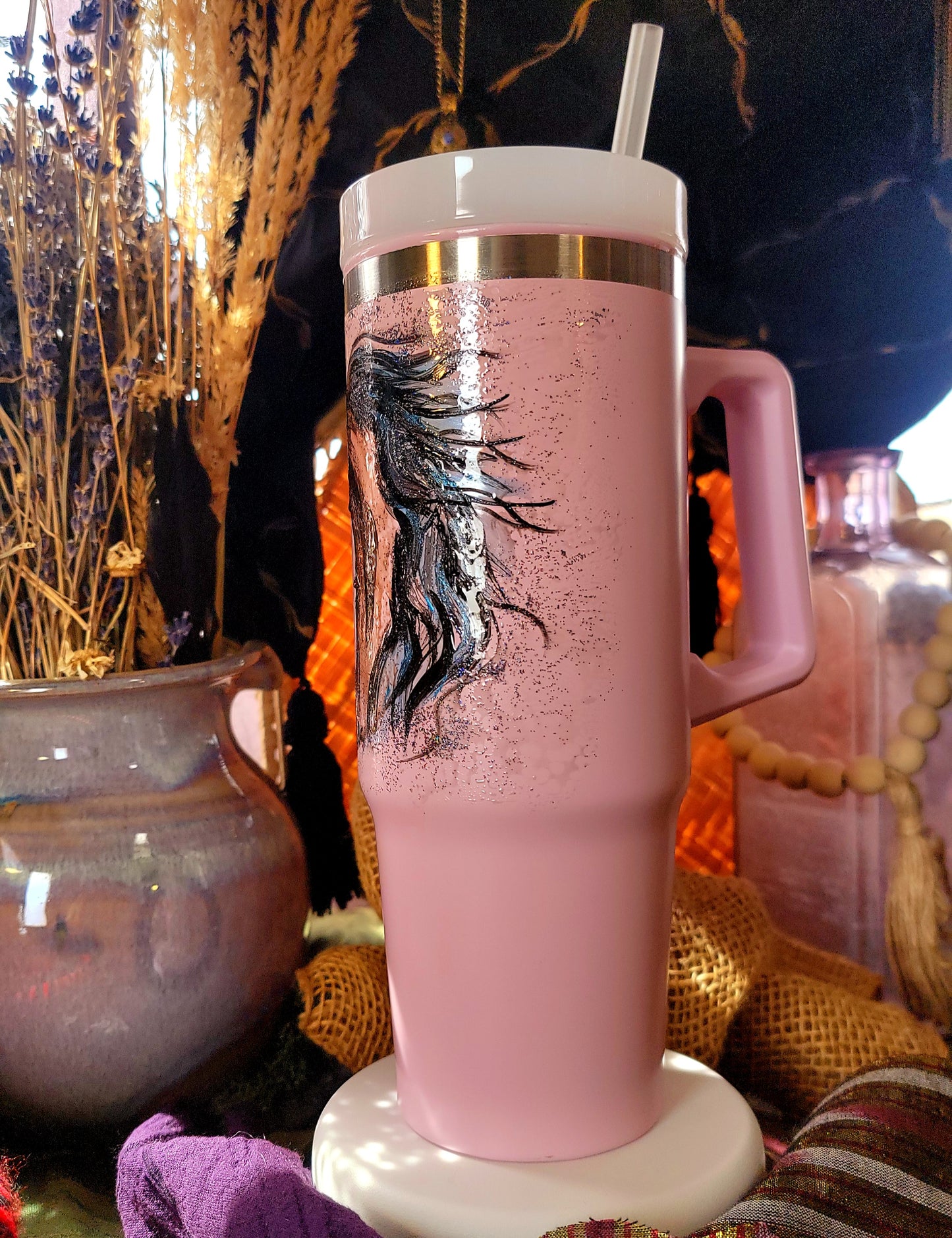 BAY ARABIAN horse hand painted 30oz drink tumbler