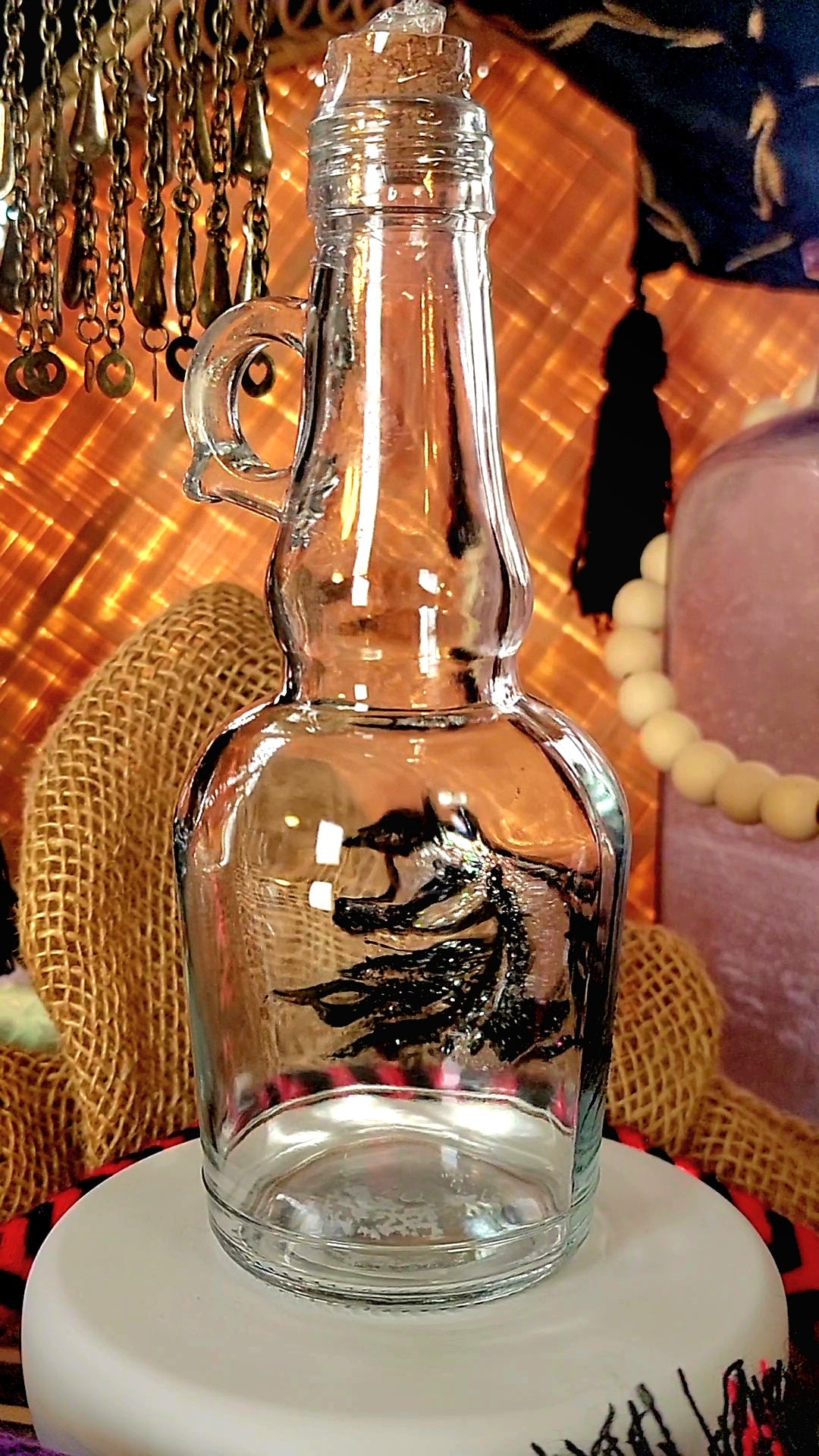 Arabian Horse Hand painted Oil or Syrup bottle
