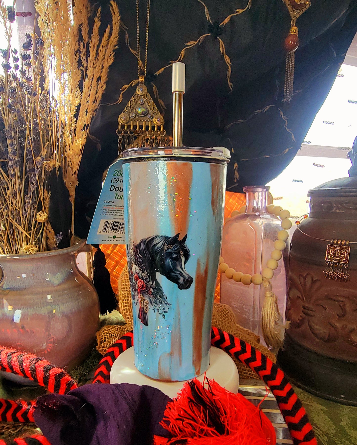 Black Arabian Horse custom 20 Oz Tumbler