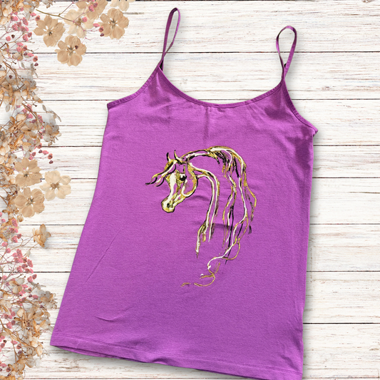 Fuschia hand painted Arabian horse Tank top