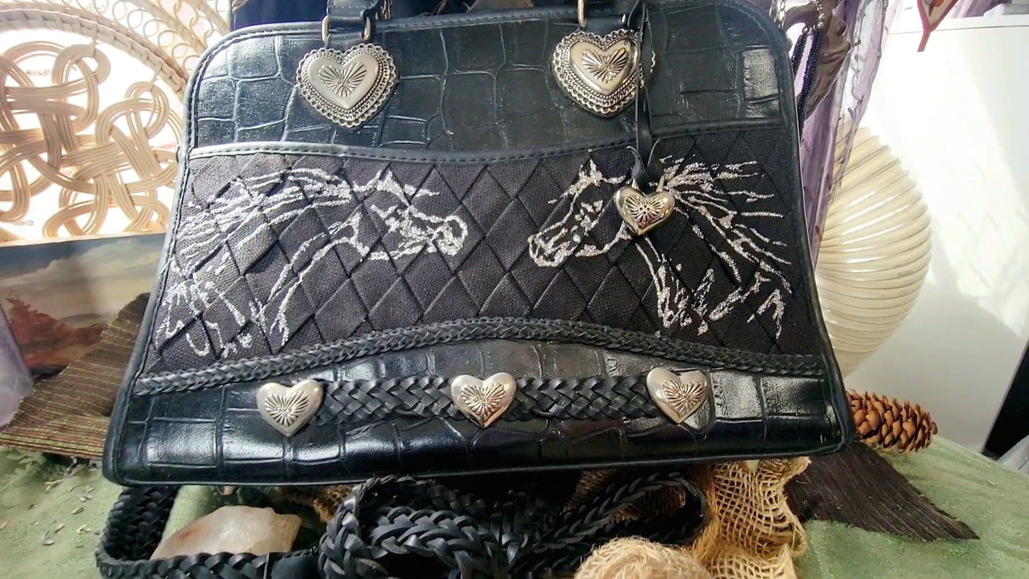 Black Leather Arabian Horse handbag