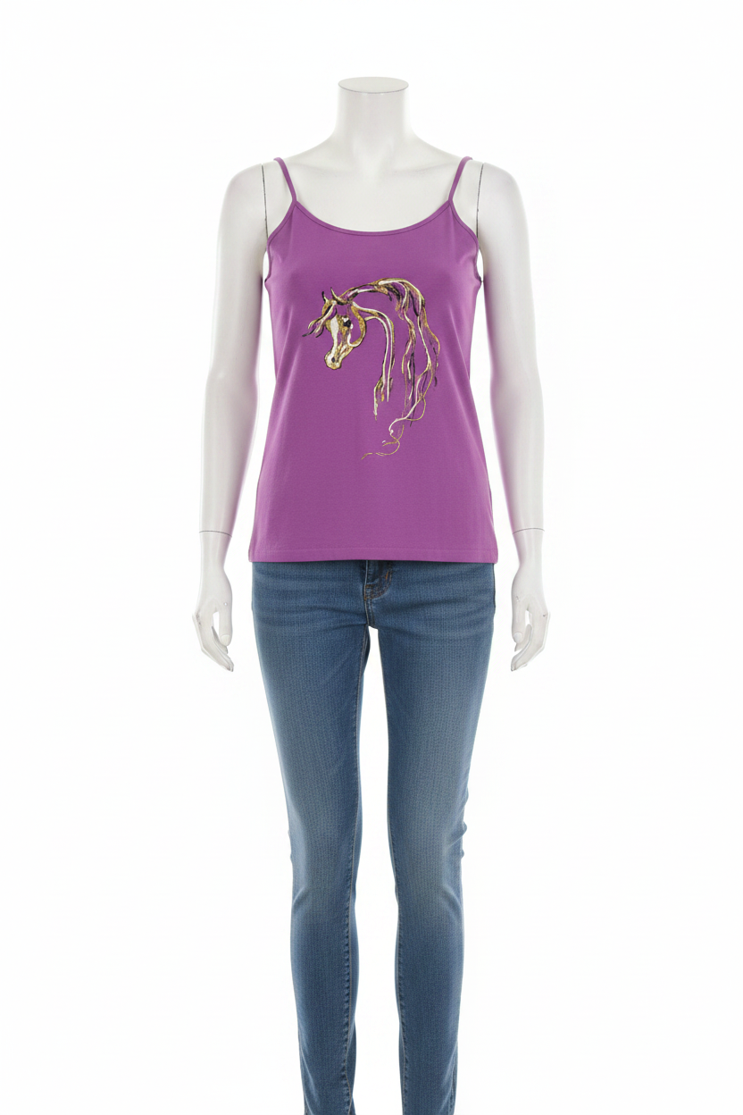Fuschia hand painted Arabian horse Tank top