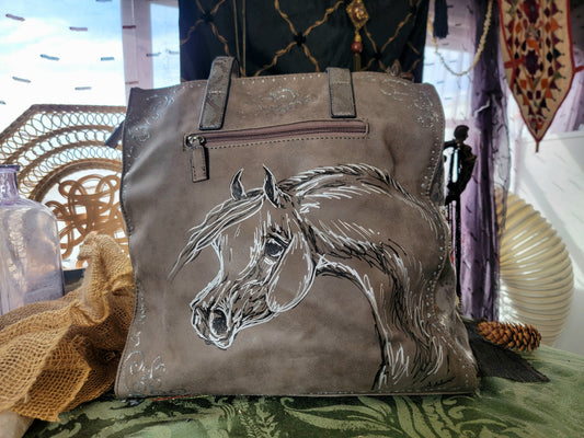 Arabian Horse psuede leather bag fuax snake skin
