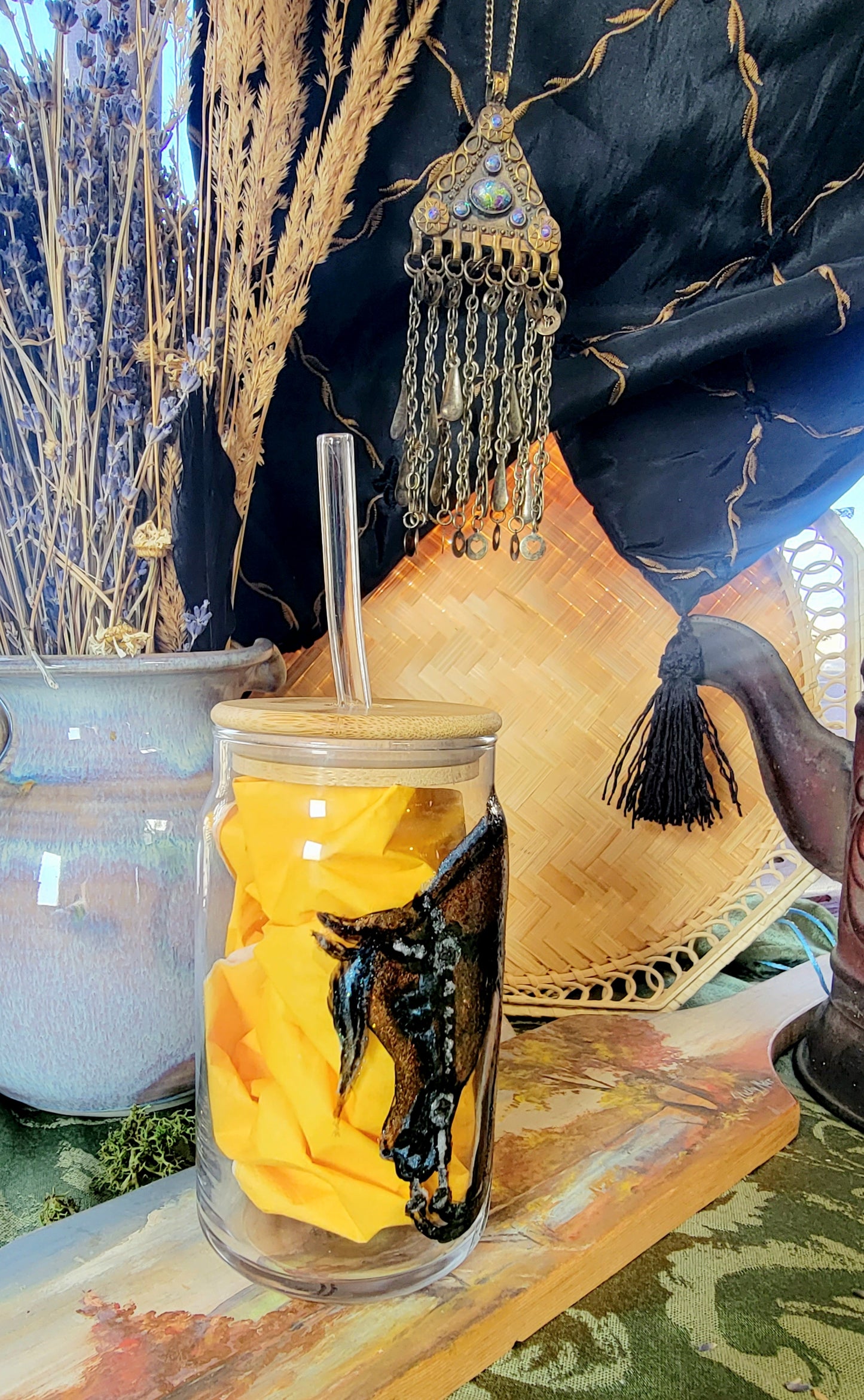 Arabian Horse Western Pleasure Hand Painted Glitter  Glass Jar Tumbler