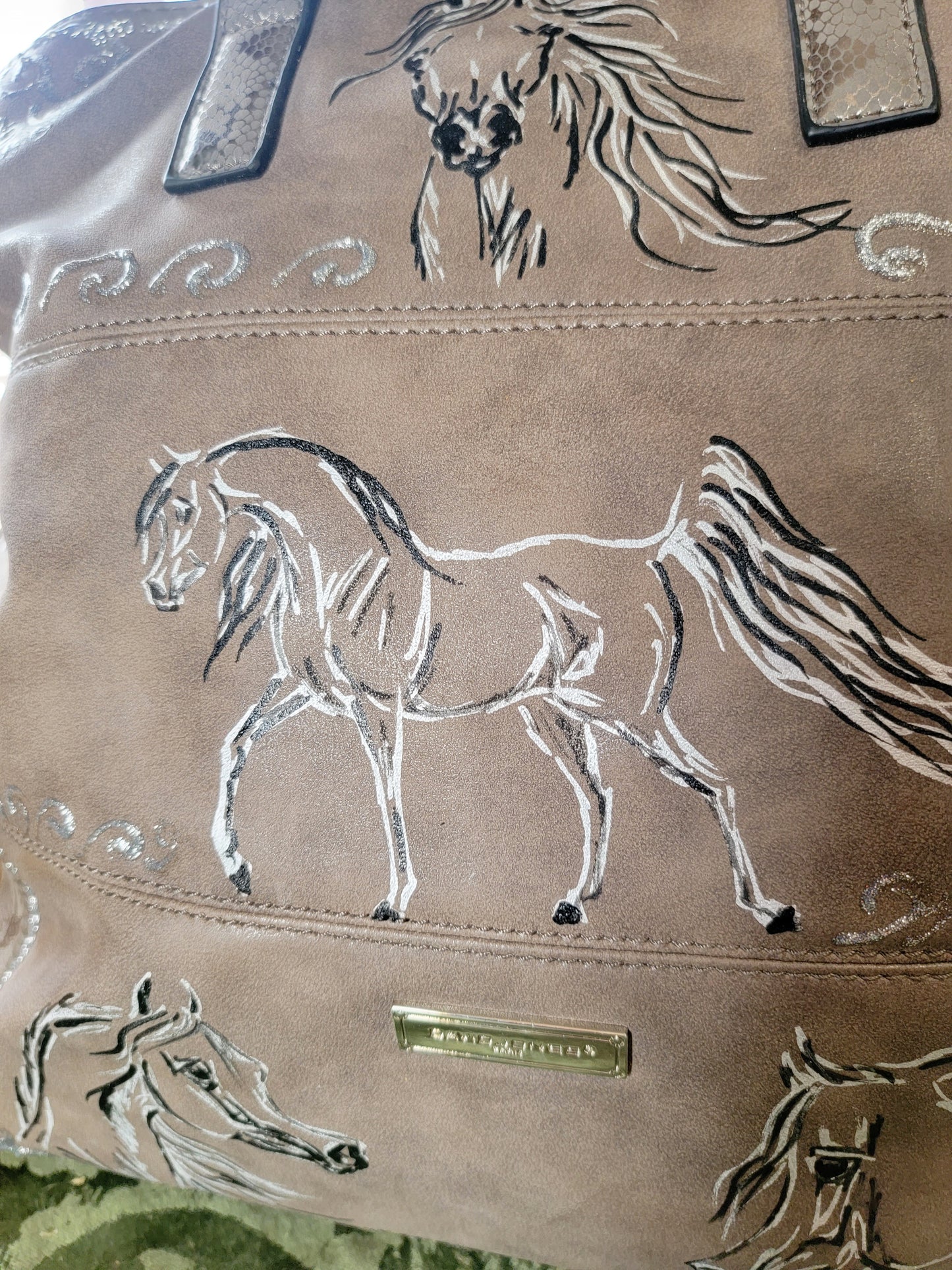 Arabian Horse psuede leather bag fuax snake skin