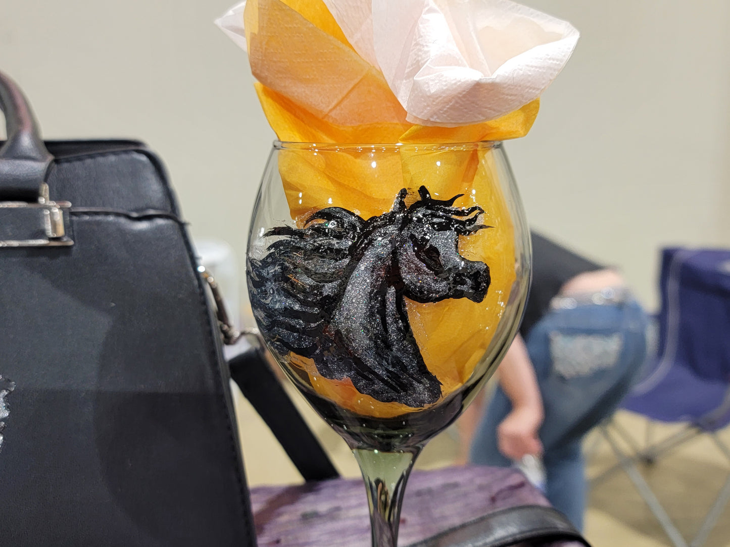 Silver Glitter Arabian Horse Wine Glasses