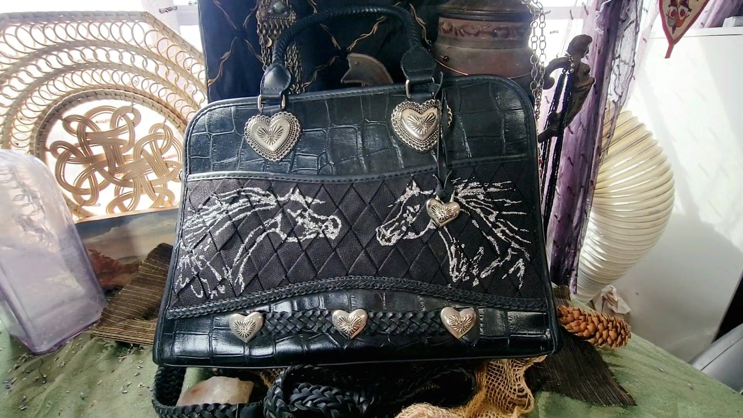 Black Leather Arabian Horse handbag