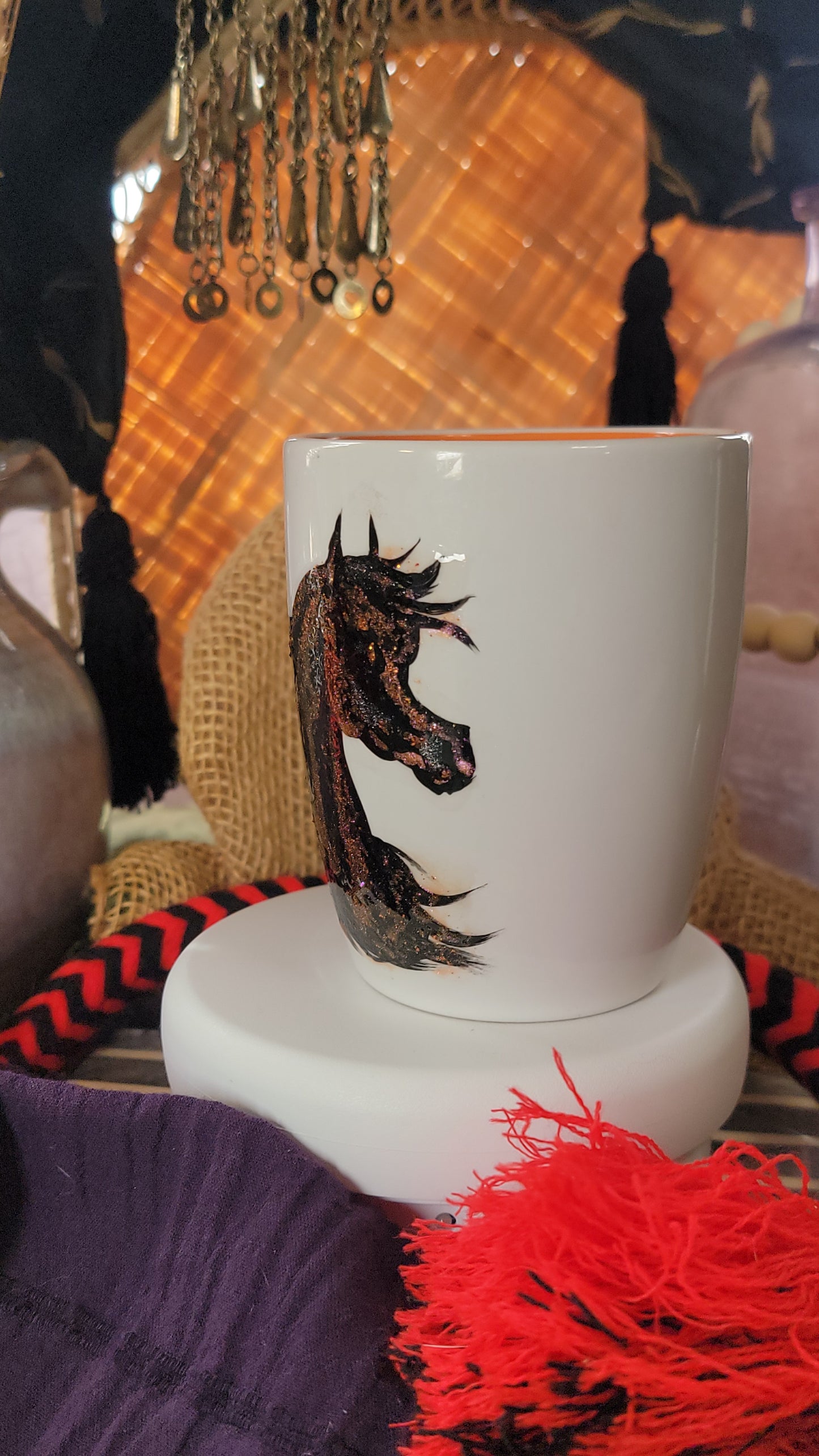 Arabian Horse glitter hand painted coffee mug