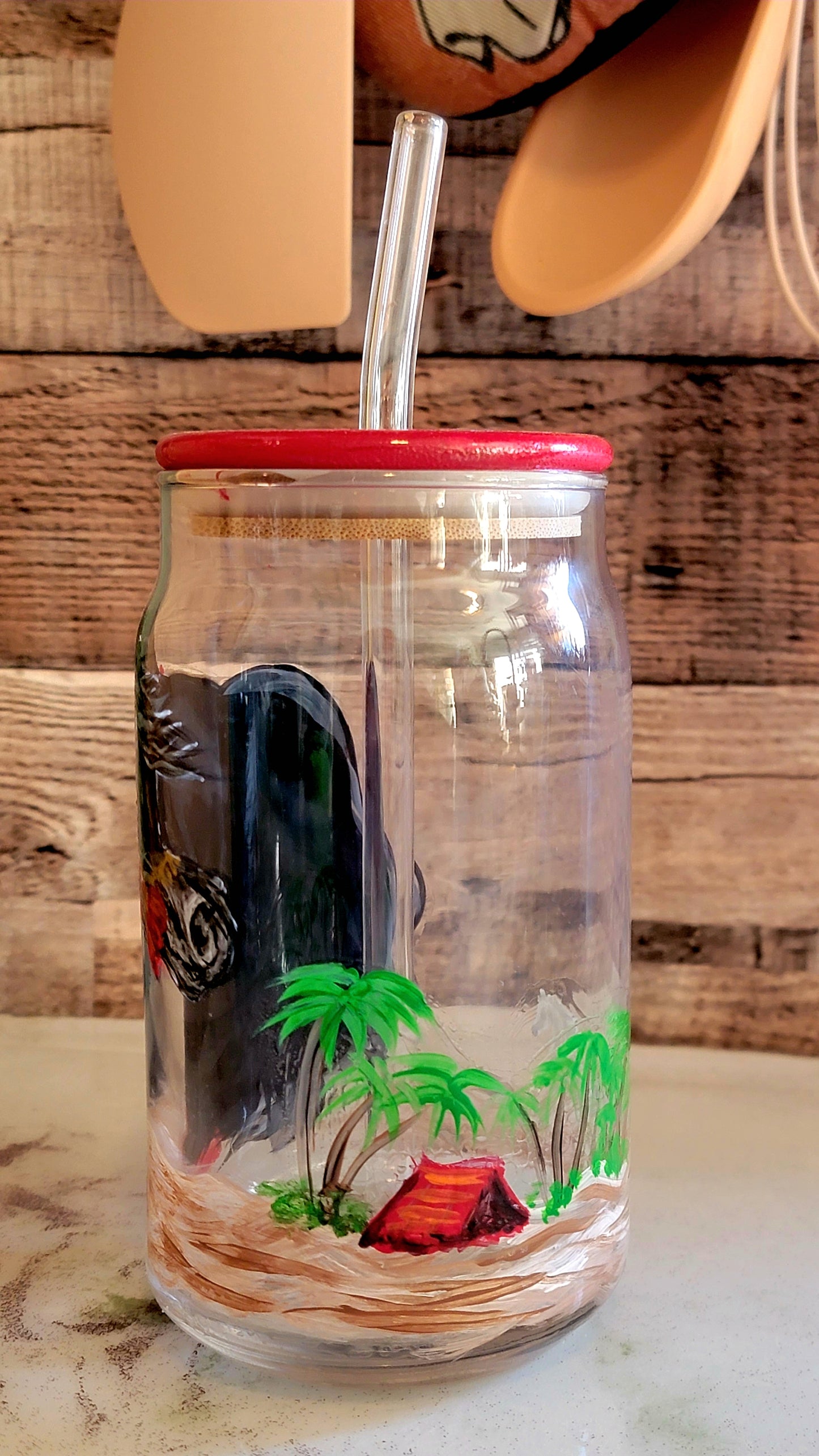 Pair of Hand Painted Arabian Horse glass Mason Jar Tumblers