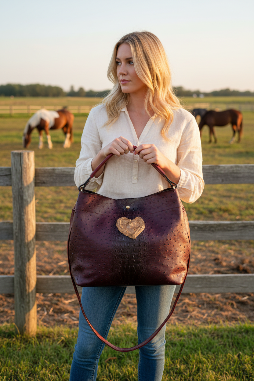 Arabian Horse alligator leather large tote bag