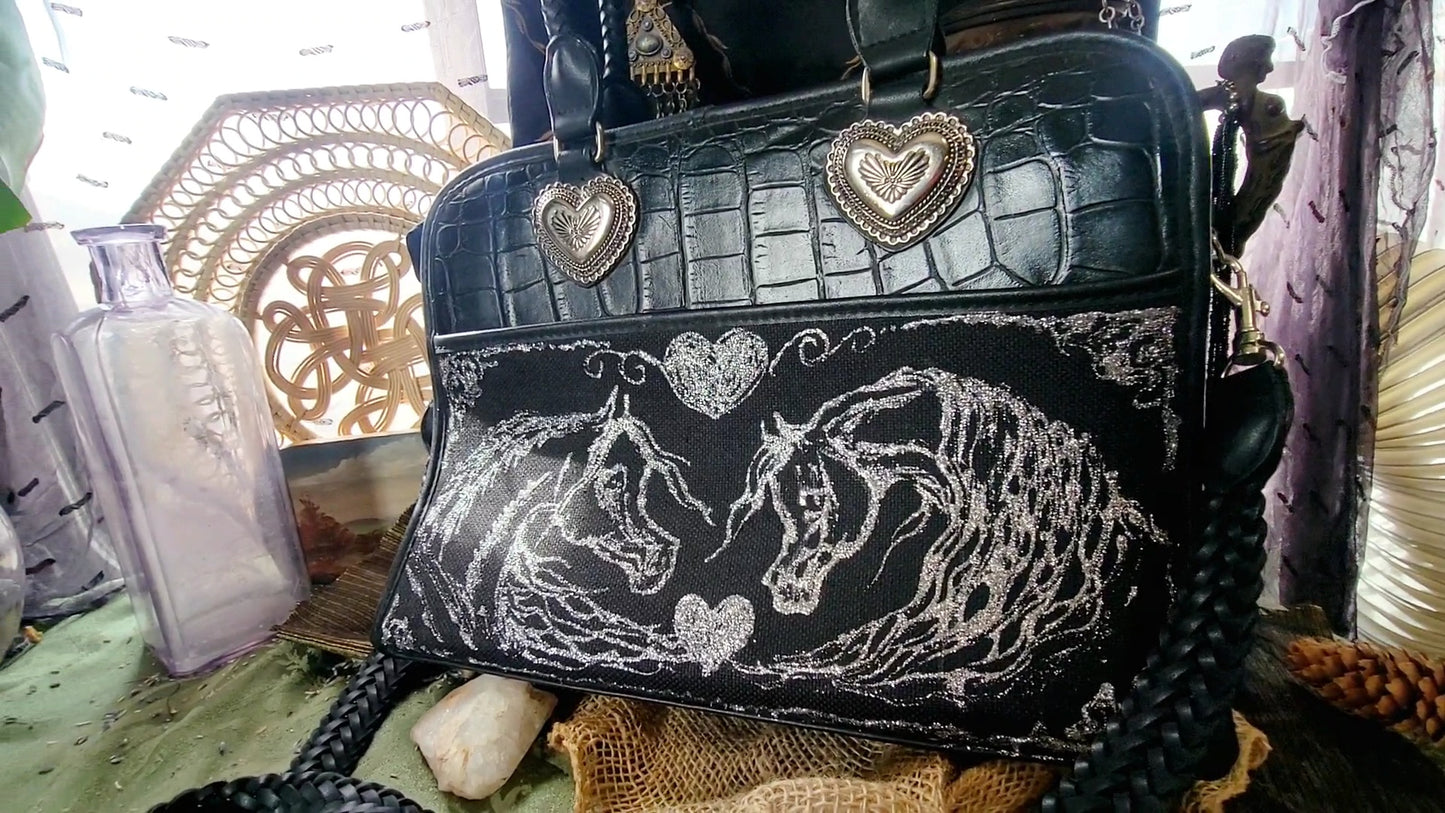 Black Leather Arabian Horse handbag