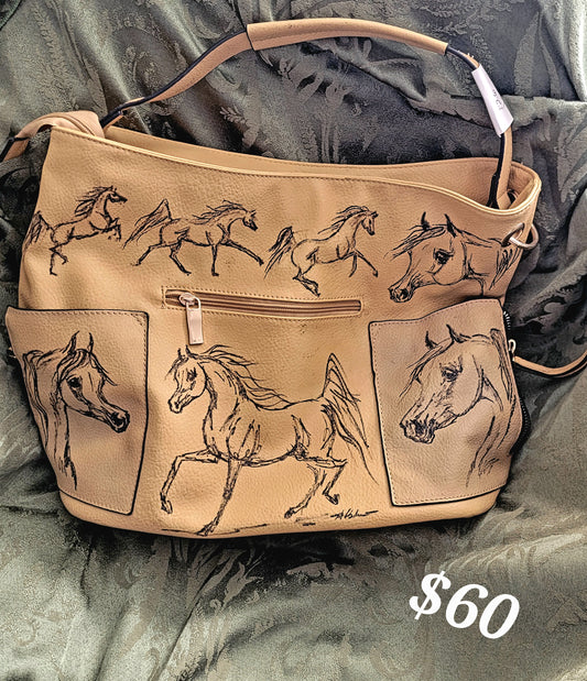 Hand Painted Hand Bag Arabian Horses