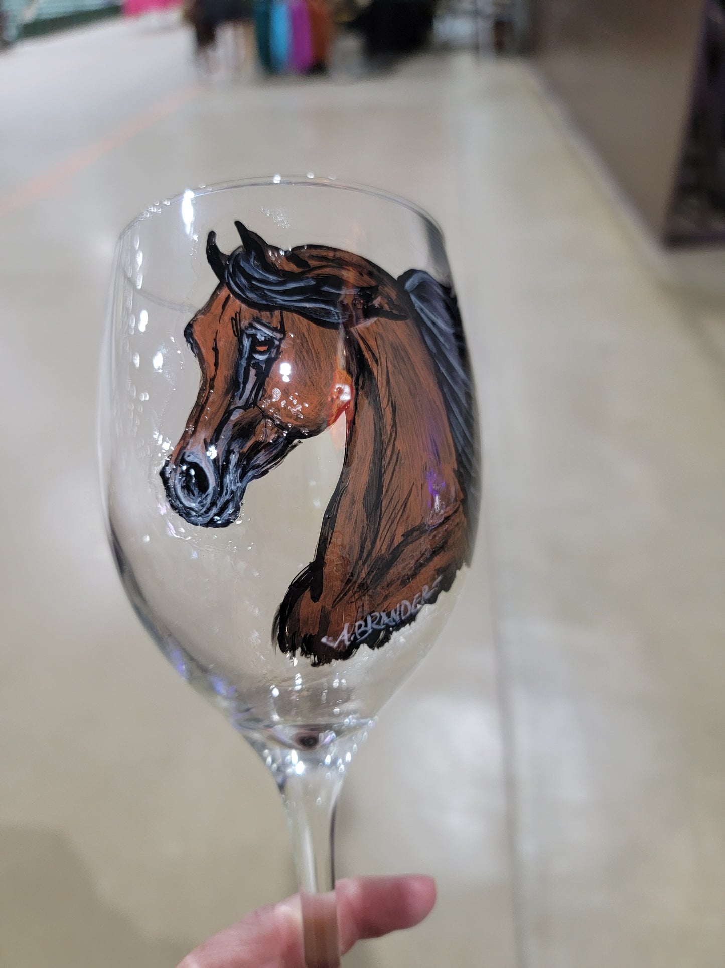 Your Horse hand painted on a wine glass!