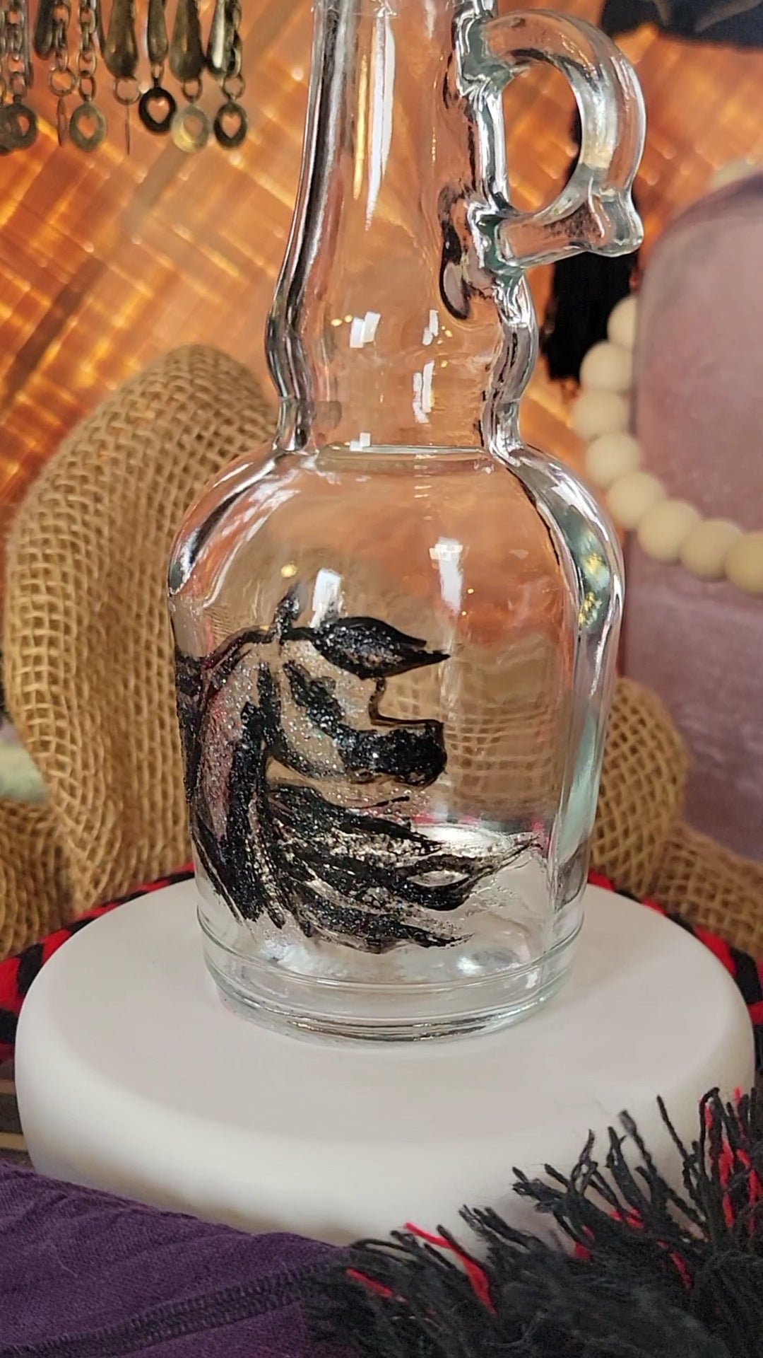 Arabian Horse Hand painted Oil or Syrup bottle