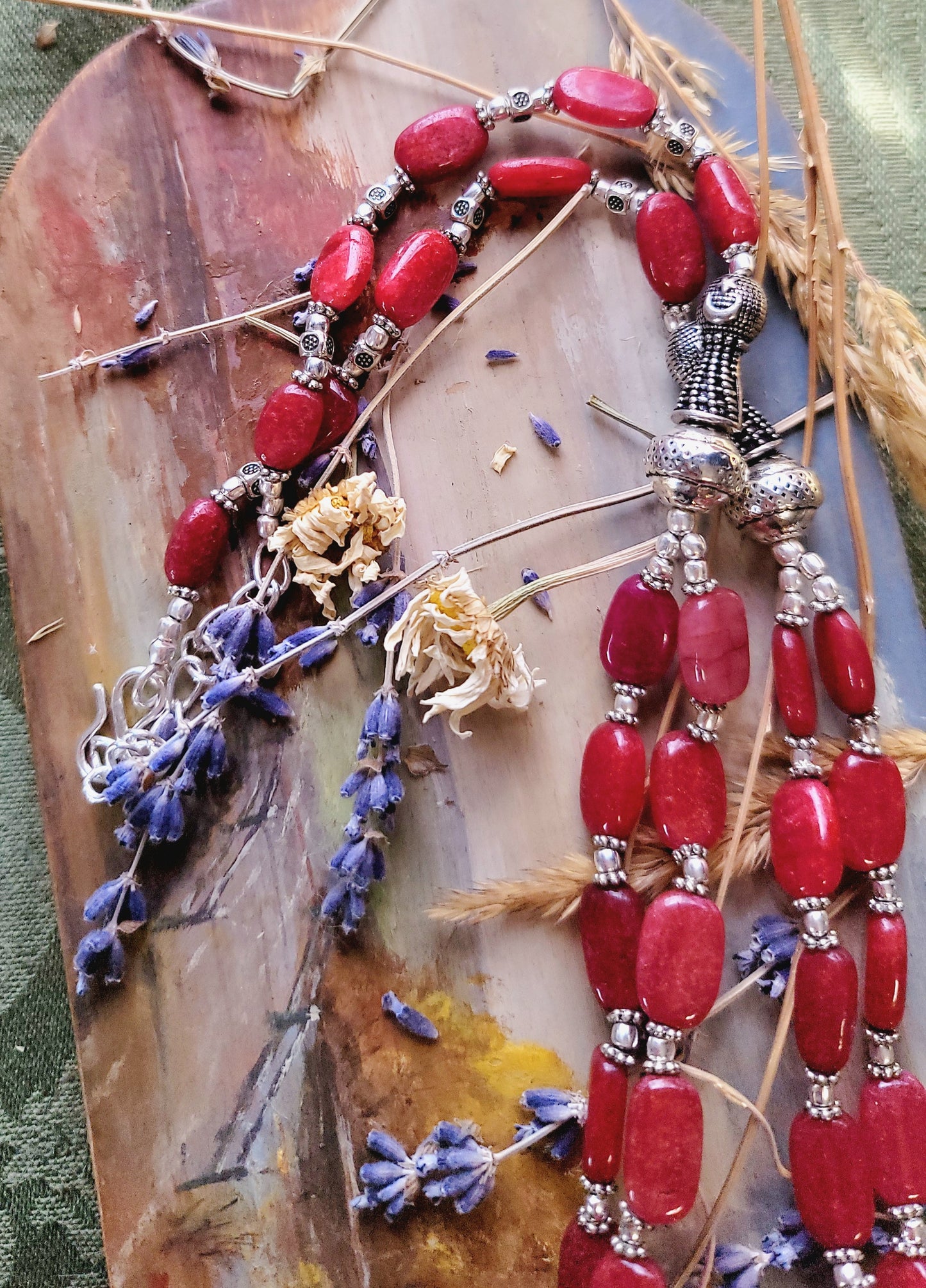 Hand Painted Arabian Pink Agate necklace