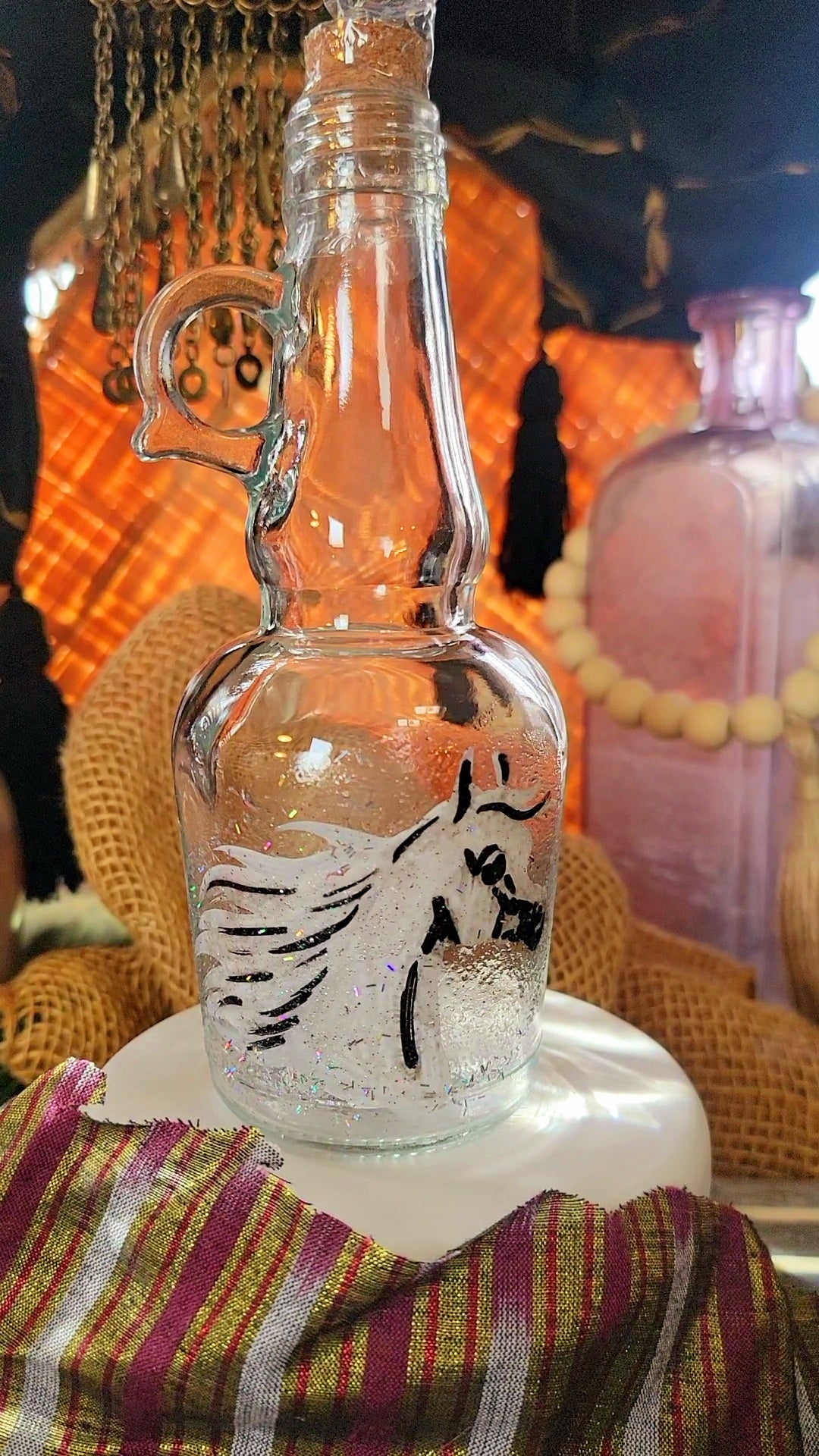 Arabian Horse Hand painted Oil or Syrup bottle