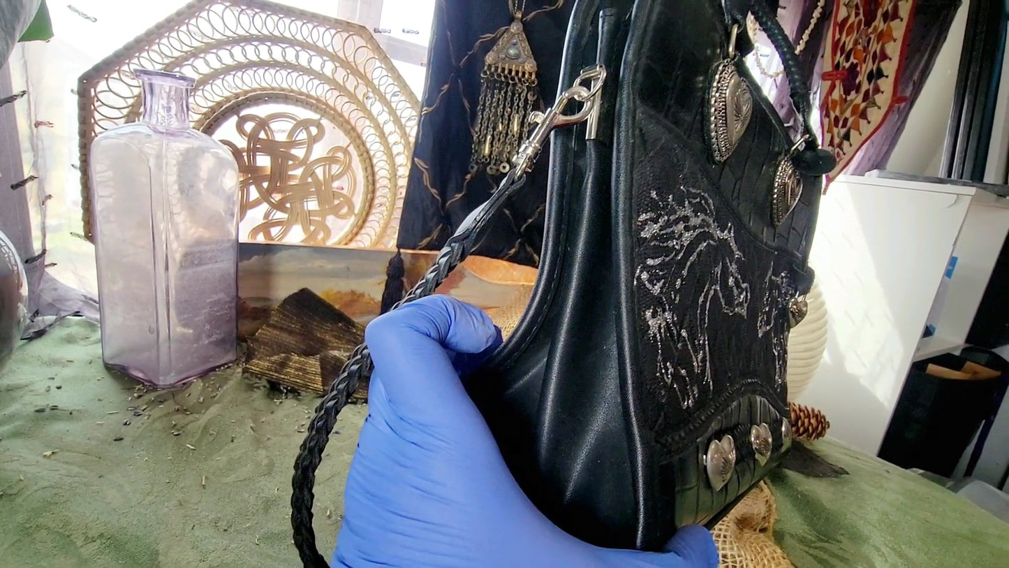 Black Leather Arabian Horse handbag