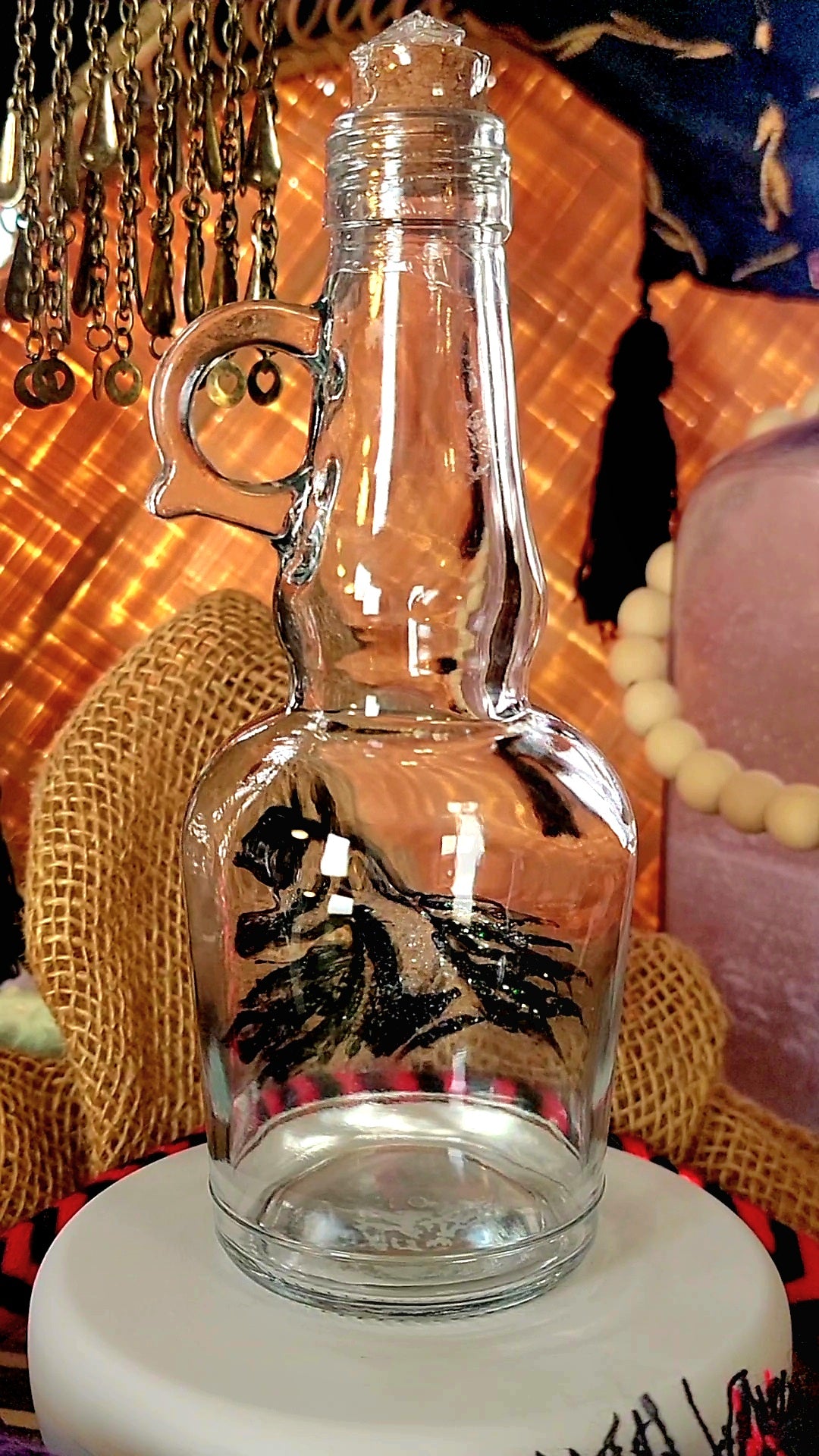 Arabian Horse Hand painted Oil or Syrup bottle