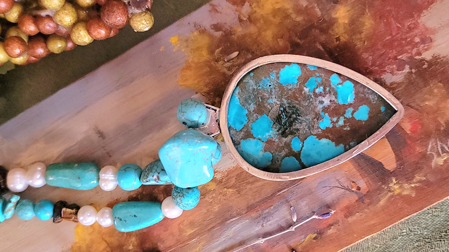 Turquoise hand painted Arabian necklace