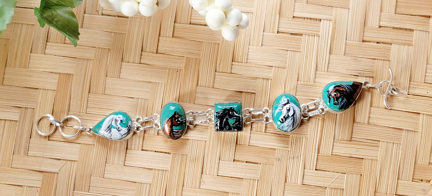 Arabian Horse Turquoise Sterling Silver Bracelet