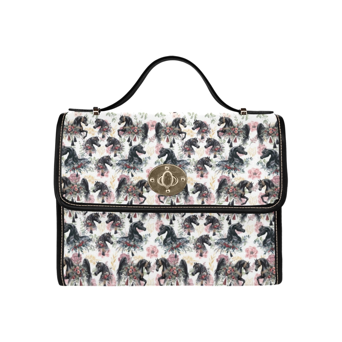 Black Arabian Horse Spring Canvas Handbag multiple color choices