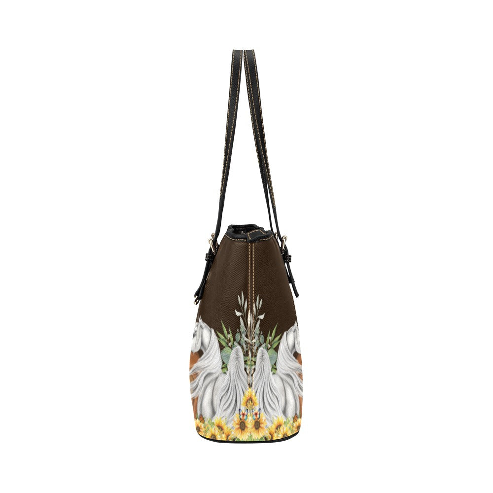 Arabian Horse Handbag with sunflowers Leather Tote Bag