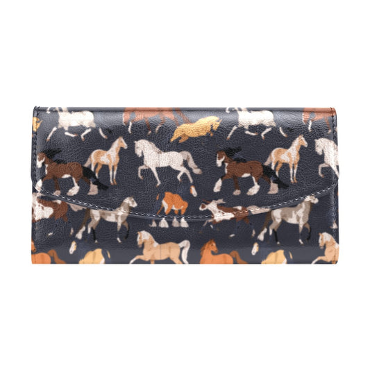 Horse Breeds navy wallet Women's Flap Wallet