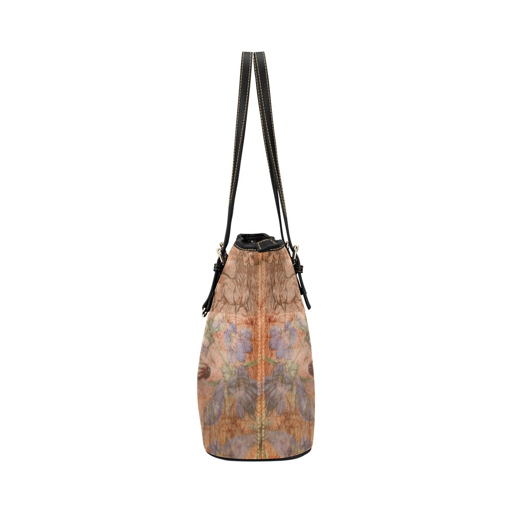 Arabian Horse collage art handbag Leather Tote Bag/Large