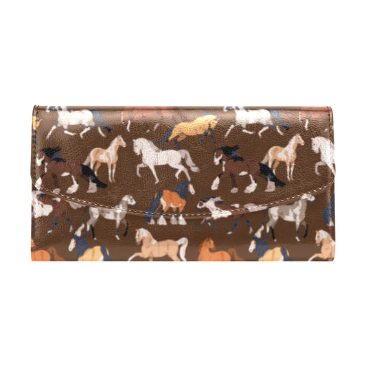 Horse breeds brown wallet Women's Flap Wallet