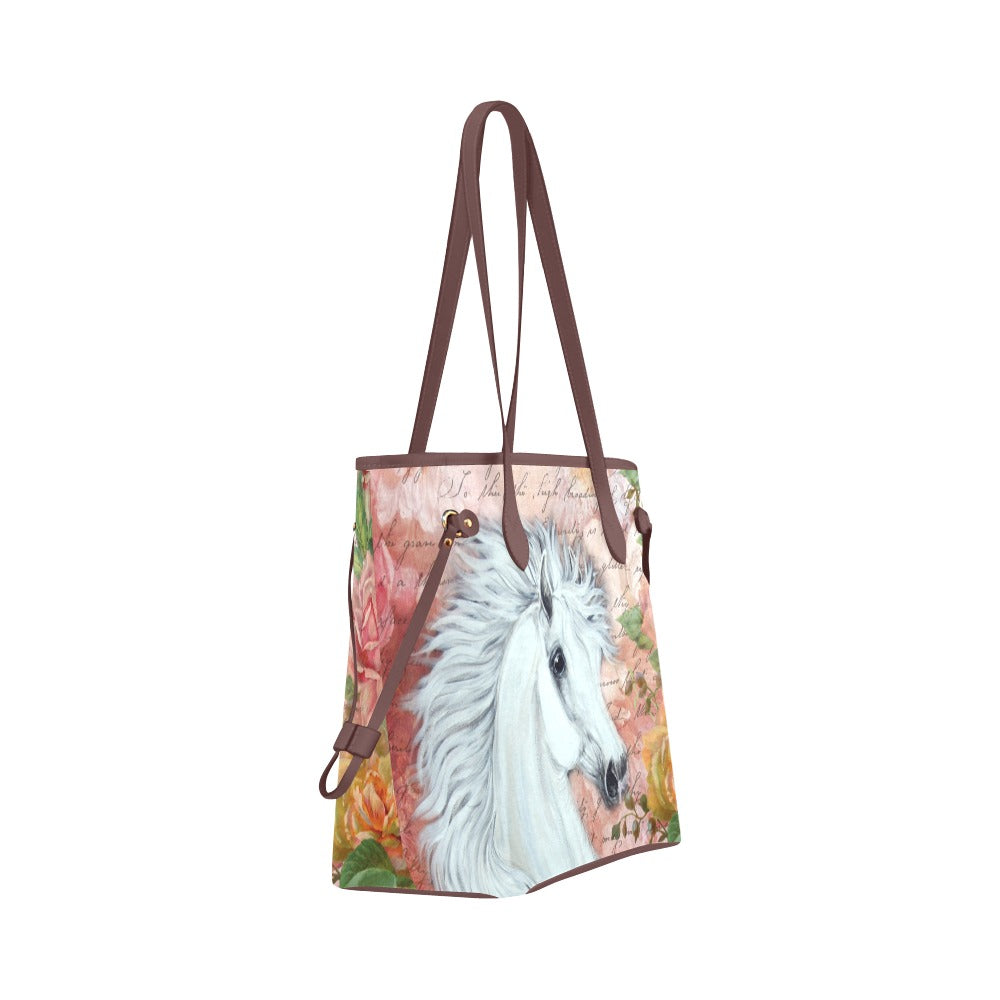 Roses and White Horse Large Tote Classic Tote Bag