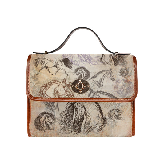 Vintage horses all over bag All Over Print Canvas Bag (Model 1641)(Nylon Black Strap)