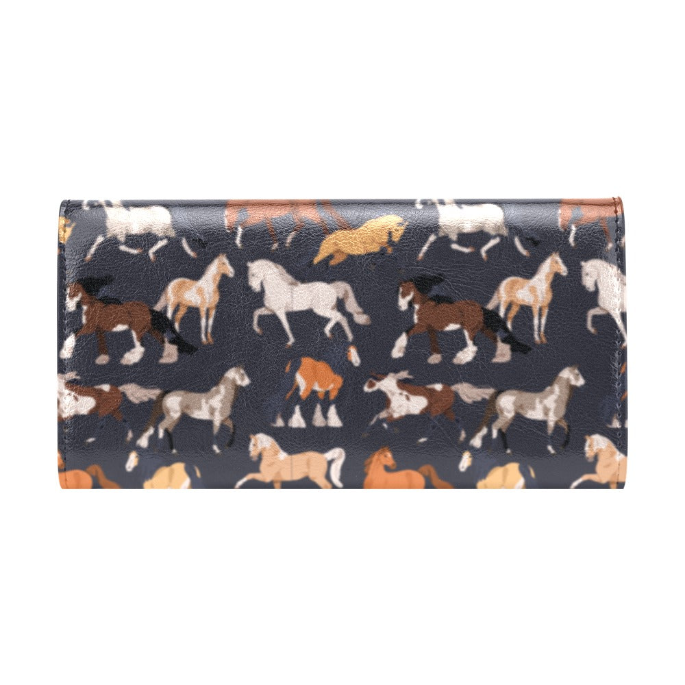 Horse Breeds navy wallet Women's Flap Wallet