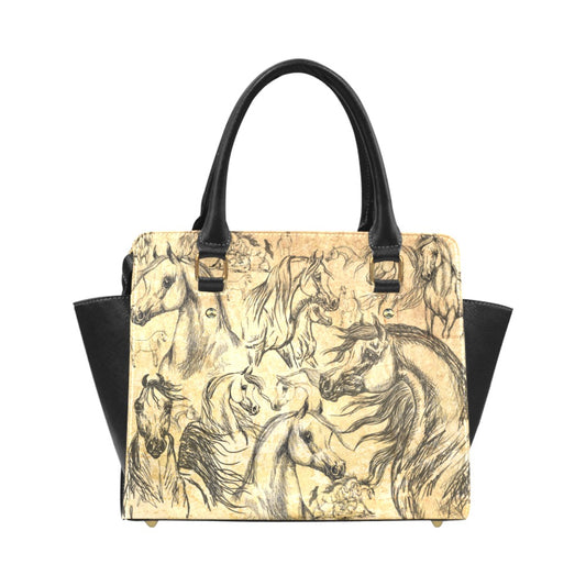Arabian Horse Collage Art Premium Handbag Classic Shoulder Handbag
