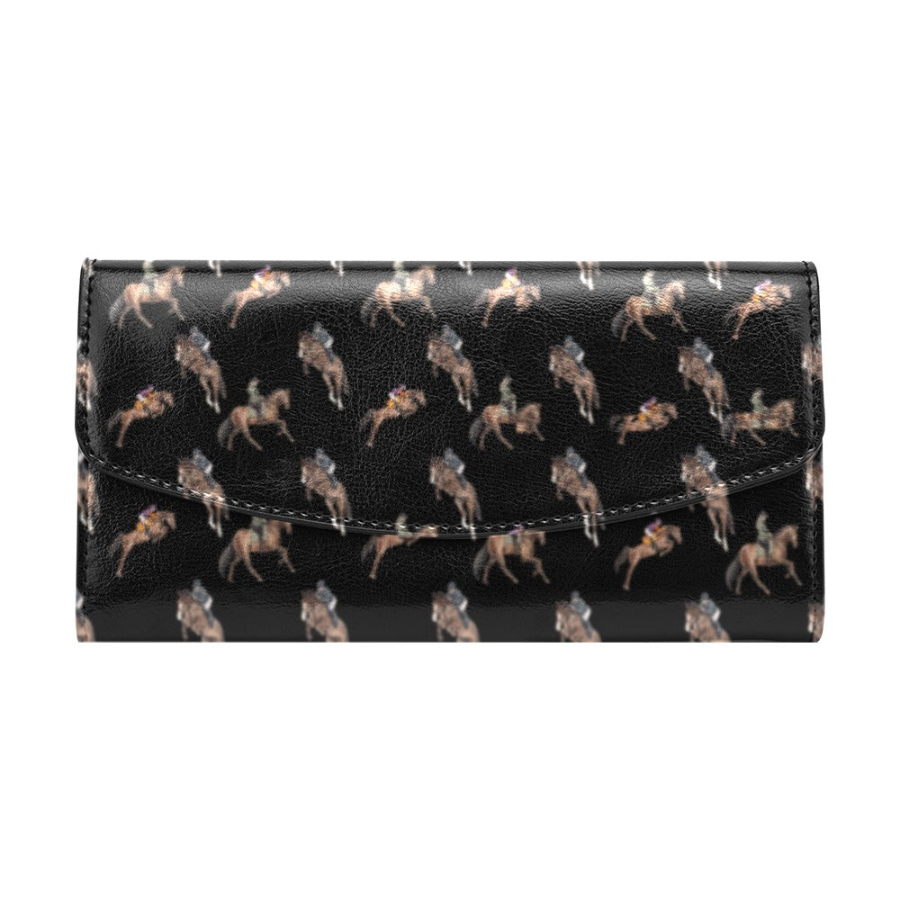 Sport Horse Wallet Black Women's Flap Wallet(Model1707)