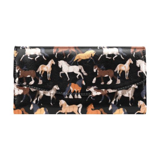 Horse breeds black wallet Women's Flap Wallet